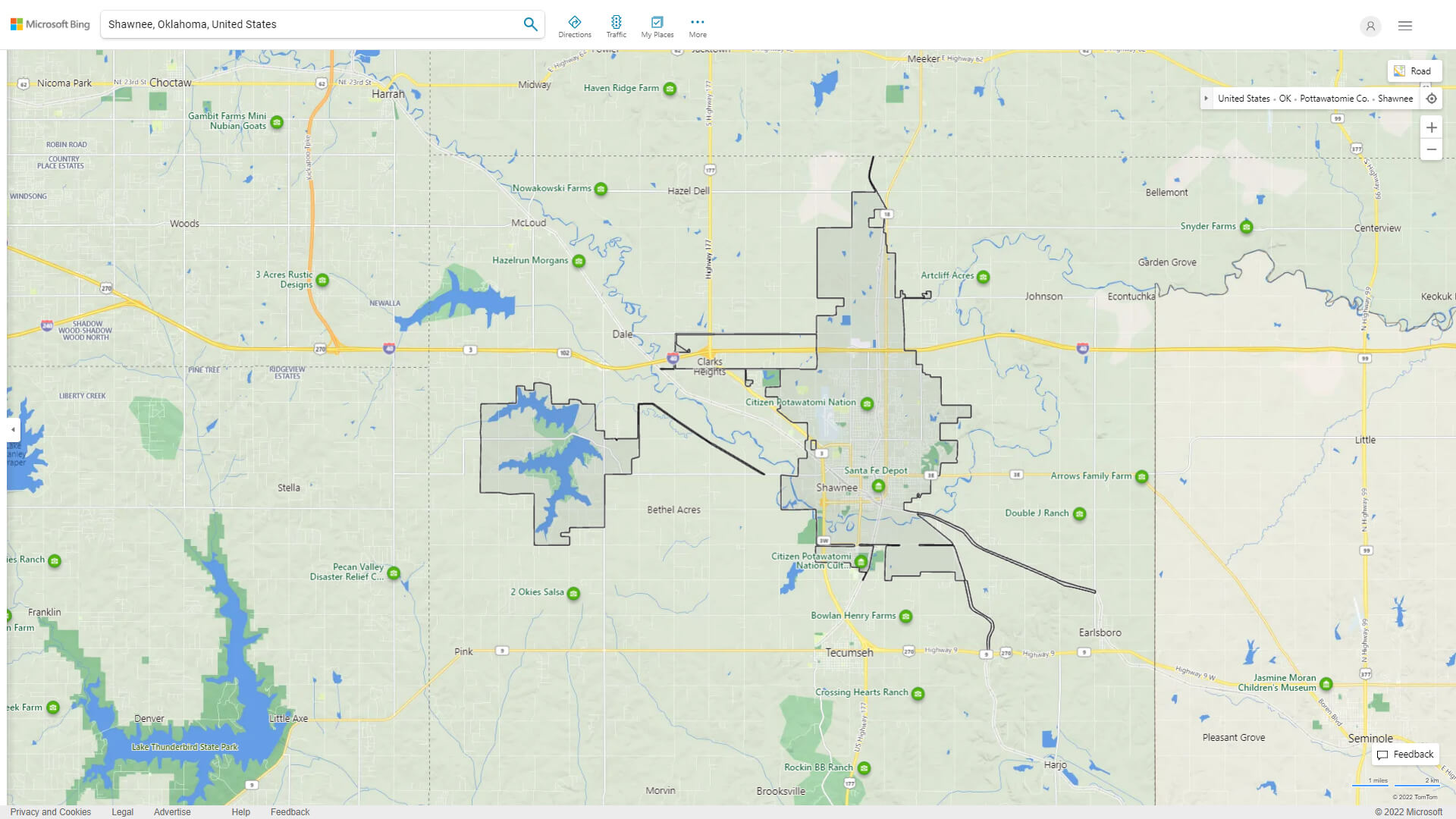 Shawnee Detailed Map